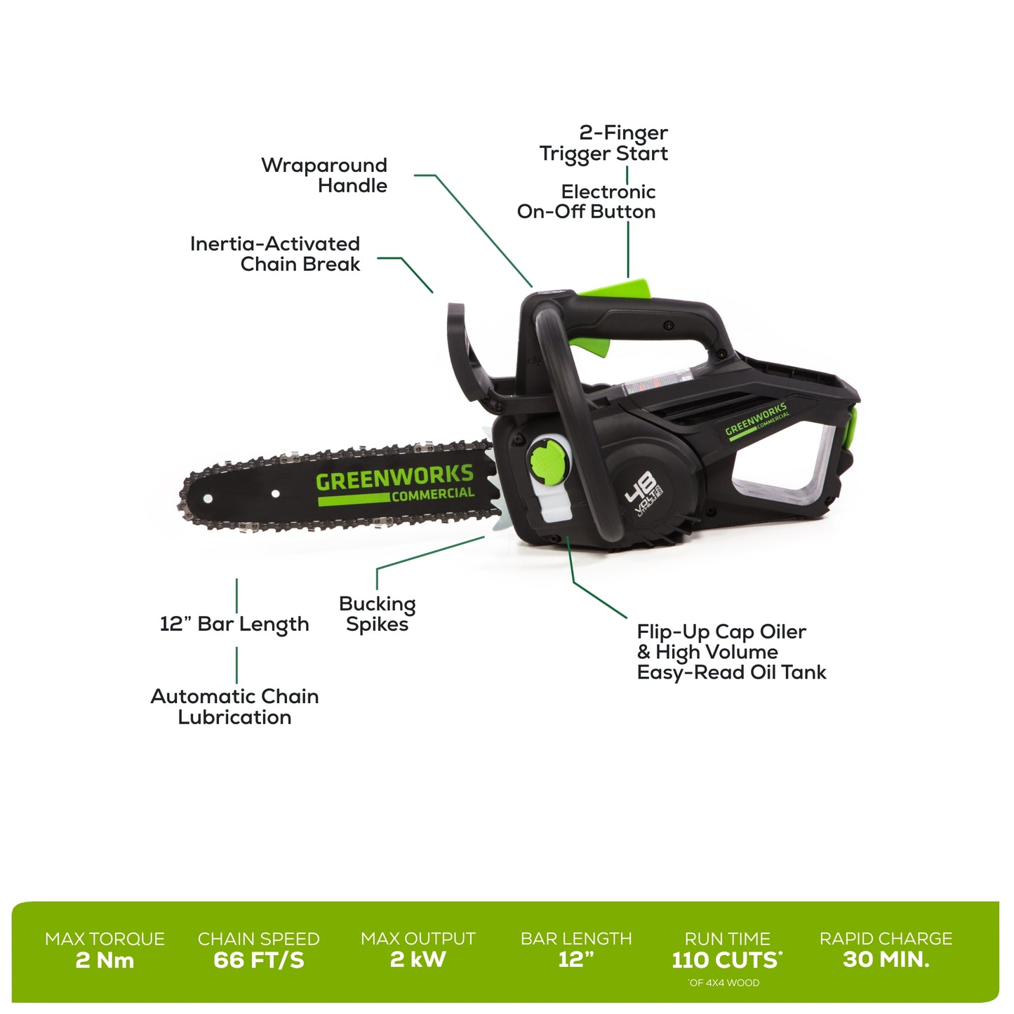 48V 12" Top-Handle Chainsaw with Battery and Charger (48TH12)